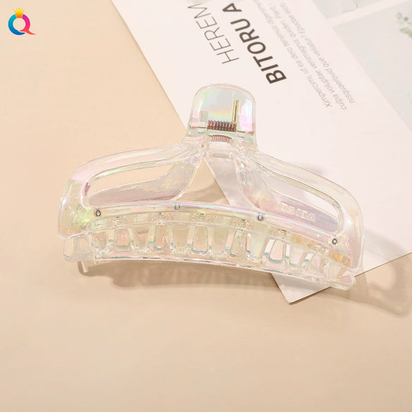Ab Color Electroplated Cross Shark Hair Clip For Women Elegant Grip Hair Accessory Wholesale