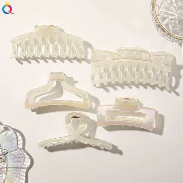 Ab Color Electroplated Cross Shark Hair Clip For Women Elegant Grip Hair Accessory Wholesale