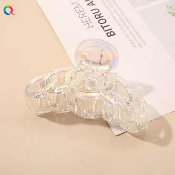 Ab Color Electroplated Cross Shark Hair Clip For Women Elegant Grip Hair Accessory Wholesale