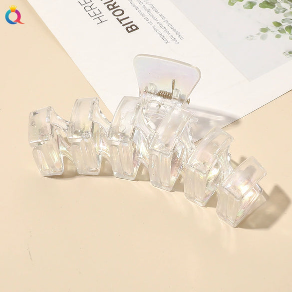 Ab Color Electroplated Cross Shark Hair Clip For Women Elegant Grip Hair Accessory Wholesale