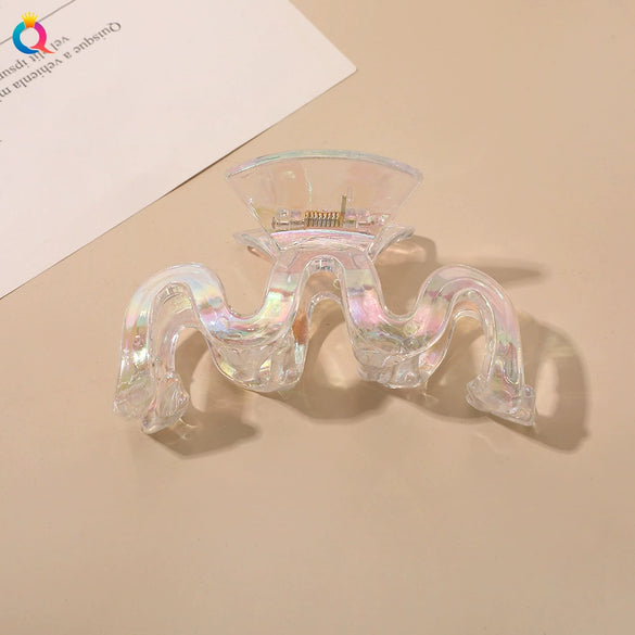 Ab Color Electroplated Cross Shark Hair Clip For Women Elegant Grip Hair Accessory Wholesale