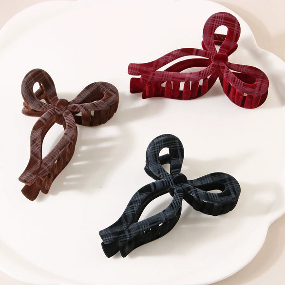 Academy Style Plaid Flocking Handmade Women's Hair Clip