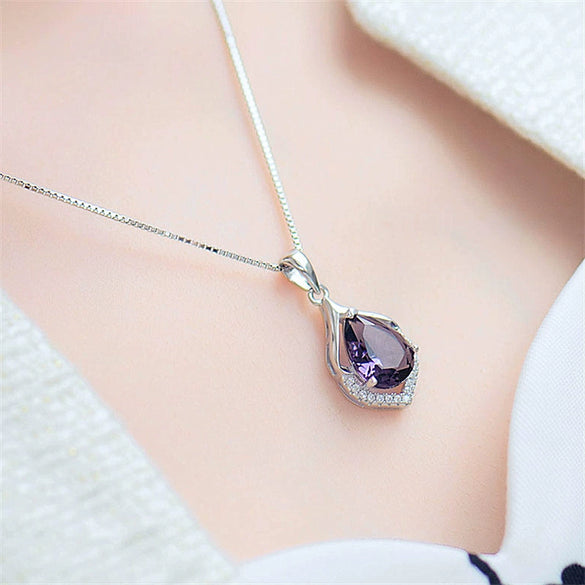 Accessories Alloy Clavicle Necklace With Drop Shape Pendant And Melon Seed Chain Simple Style Electroplating