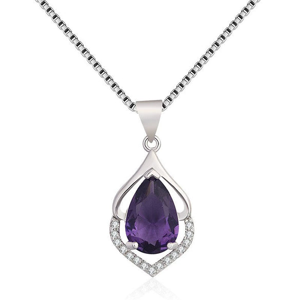Accessories Alloy Clavicle Necklace With Drop Shape Pendant And Melon Seed Chain Simple Style Electroplating