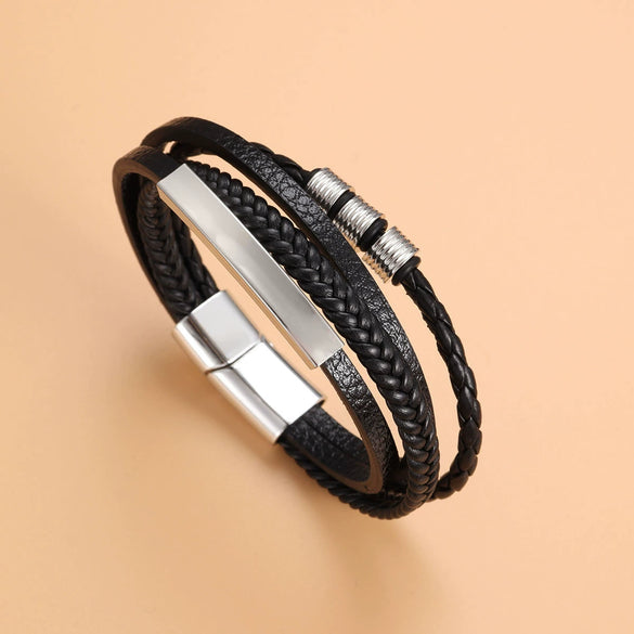 Accessories Alloy Leather Rope Bracelet Geometric Style Electroplated