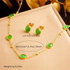 Accessories Chain Stainless Steel Necklace Earrings Bracelet Suit Retro Oval Geometric Electroplating
