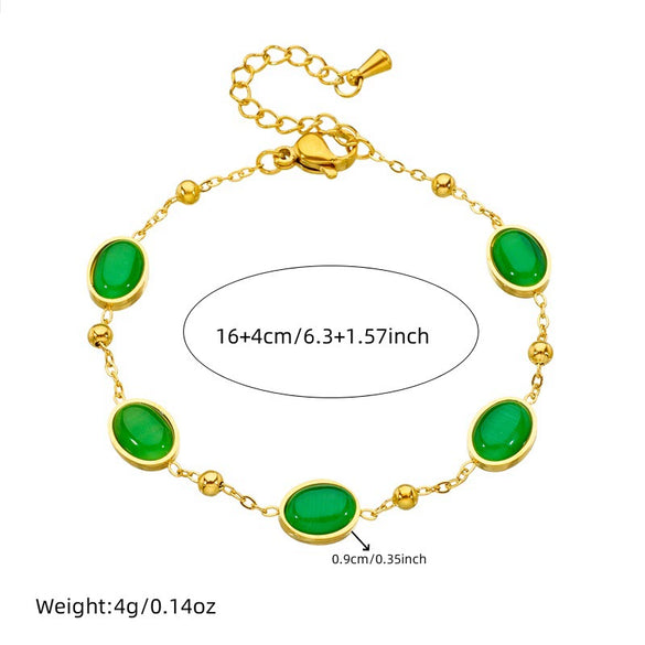 Accessories Chain Stainless Steel Necklace Earrings Bracelet Suit Retro Oval Geometric Electroplating
