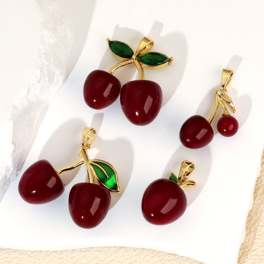 Accessories Copper Fruit Pattern Set With Diamonds Pendant Necklace Earrings Bracelet