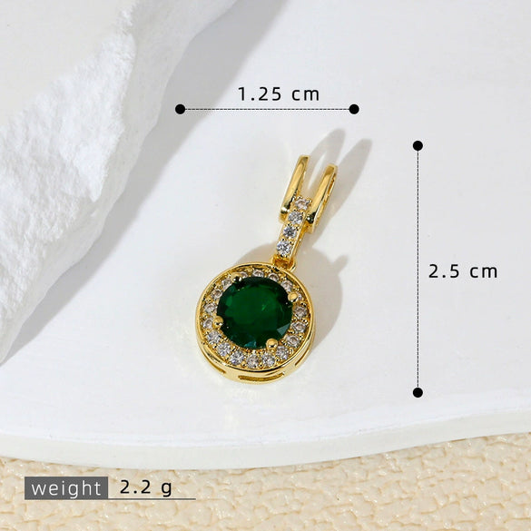 Accessories Copper Retro Micropaved Green Stone Heart Pendant Necklace Earrings With Rhombus Geometric Letters Numbers Text Pattern