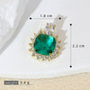 Accessories Copper Retro Micropaved Green Stone Heart Pendant Necklace Earrings With Rhombus Geometric Letters Numbers Text Pattern