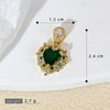 Accessories Copper Retro Micropaved Green Stone Heart Pendant Necklace Earrings With Rhombus Geometric Letters Numbers Text Pattern