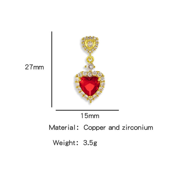 Accessories Copper Stainless Steel Heart Shaped Pendant With Dripping Oil Design And Inlaid Zirconium