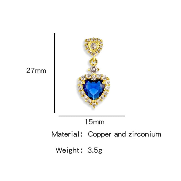 Accessories Copper Stainless Steel Heart Shaped Pendant With Dripping Oil Design And Inlaid Zirconium