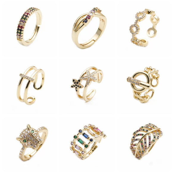 Accessories Copper Three Ring Buckle Pin Ring Micro Inlaid Zircon Butterfly Style
