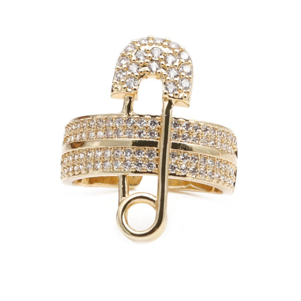 Accessories Copper Three Ring Buckle Pin Ring Micro Inlaid Zircon Butterfly Style