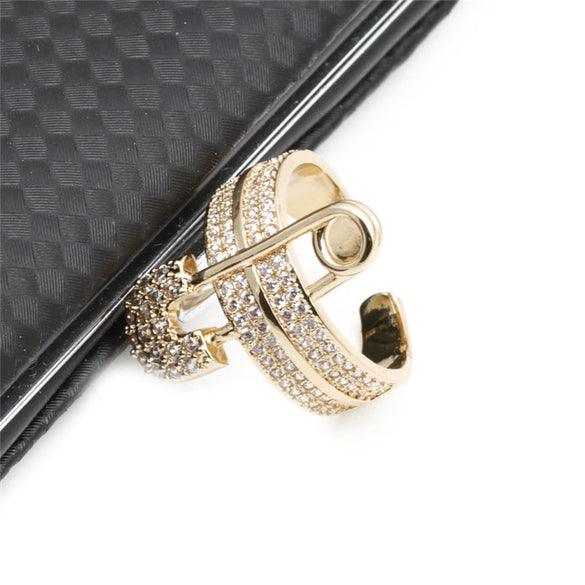 Accessories Copper Three Ring Buckle Pin Ring Micro Inlaid Zircon Butterfly Style