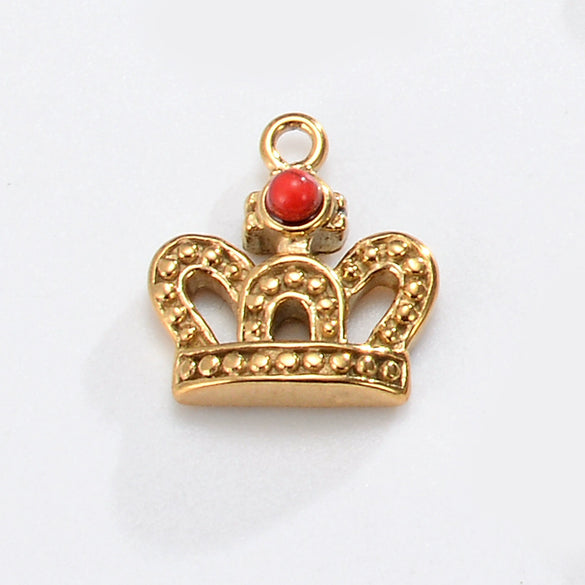 Accessories Crown Moon Love Oval Style Inlaid Natural Stone Titanium Steel Electroplating