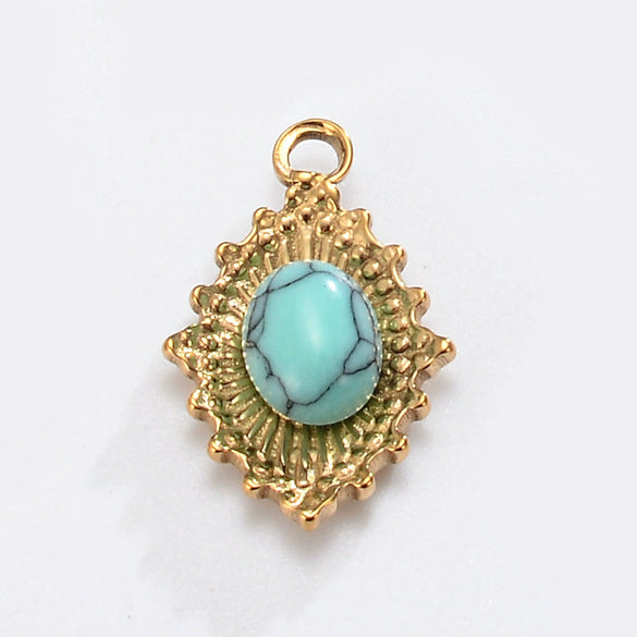 Accessories Crown Moon Love Oval Style Inlaid Natural Stone Titanium Steel Electroplating