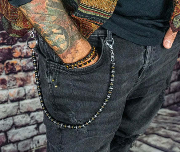 Accessories Pants Chain Jeans Waist Chain Skirt Chain Bag Hanging Chain Retro High Street Design Sense Black Magic Sand Glass Bead For Men And Women