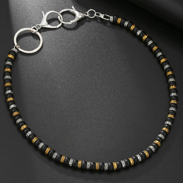 Accessories Pants Chain Jeans Waist Chain Skirt Chain Bag Hanging Chain Retro High Street Design Sense Black Magic Sand Glass Bead For Men And Women