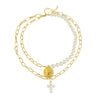 Accessories Pearl Choker Clavicle Chain Cross Copper Necklace Conch Sea Shell Shell Pearl Electroplating Box Chain Women