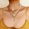 Accessories Pearl Choker Clavicle Chain Cross Copper Necklace Conch Sea Shell Shell Pearl Electroplating Box Chain Women