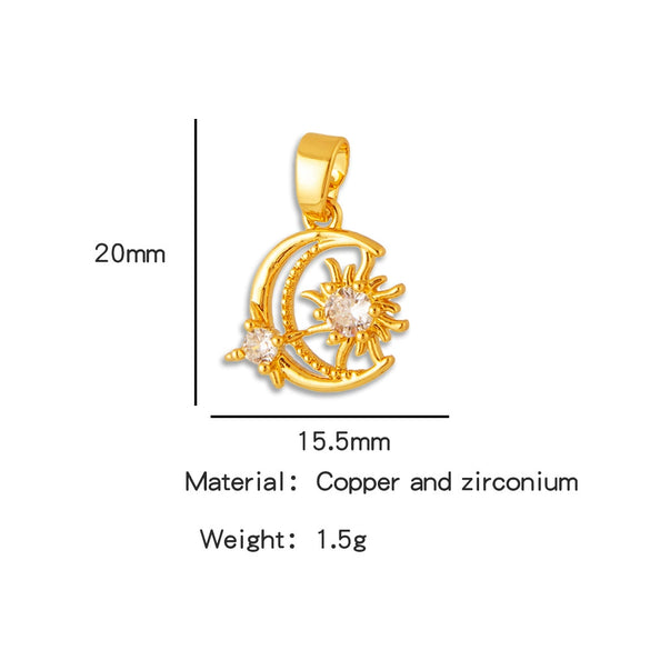 Accessories Stainless Steel Copper Inlaid Zirconium Bear Heart Diamond Moon Pendant With O Shaped Chain Electroplated Design