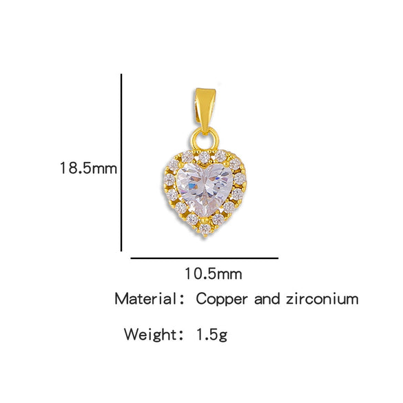 Accessories Stainless Steel Copper Inlaid Zirconium Bear Heart Diamond Moon Pendant With O Shaped Chain Electroplated Design