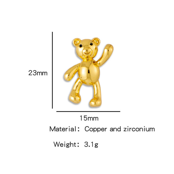 Accessories Stainless Steel Copper Inlaid Zirconium Bear Heart Diamond Moon Pendant With O Shaped Chain Electroplated Design