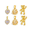 Accessories Stainless Steel Copper Inlaid Zirconium Bear Heart Diamond Moon Pendant With O Shaped Chain Electroplated Design