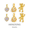 Accessories Stainless Steel Copper Inlaid Zirconium Bear Heart Diamond Moon Pendant With O Shaped Chain Electroplated Design