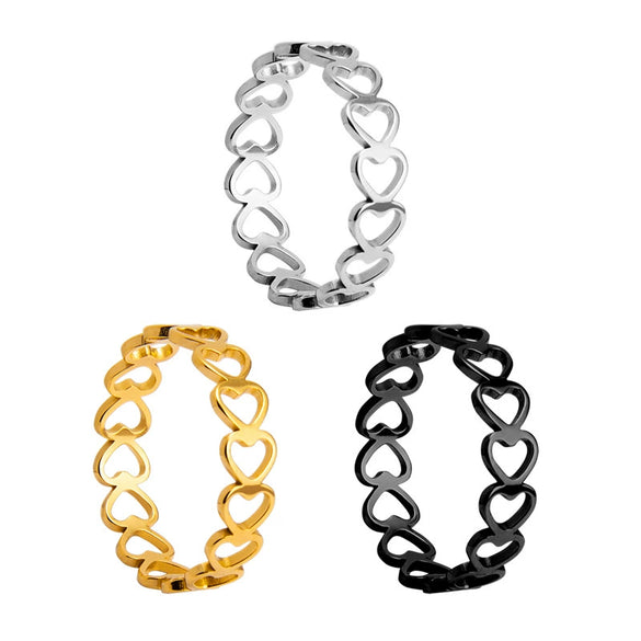 Accessories Titanium Steel Heart Shaped Hollow Love Ring Electroplating