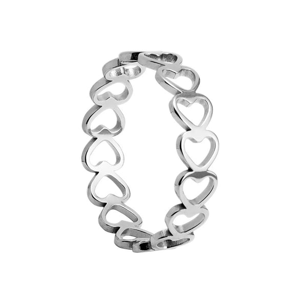 Accessories Titanium Steel Heart Shaped Hollow Love Ring Electroplating