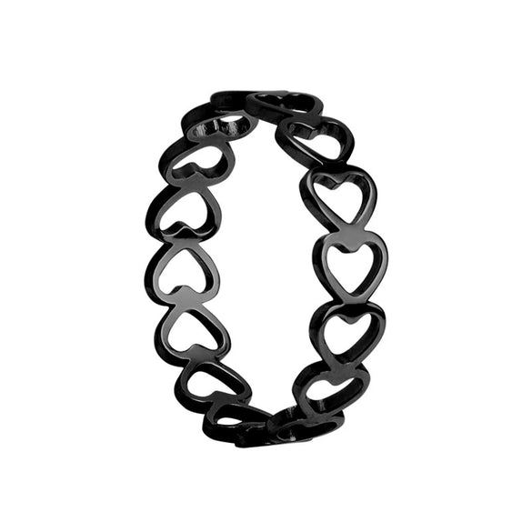 Accessories Titanium Steel Heart Shaped Hollow Love Ring Electroplating