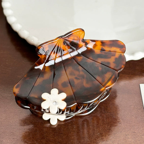 Acetic Acid Hair Shark Clip With Diamond Flower Design For Women High Grade All Match Cute Hair Accessories With Stitching Treatment