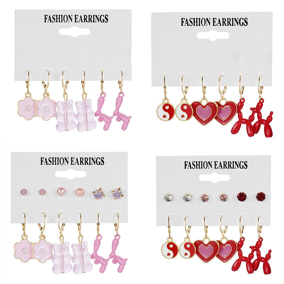 Acrylic Alloy Cute Animal Zodiac Micro Inlay Earrings