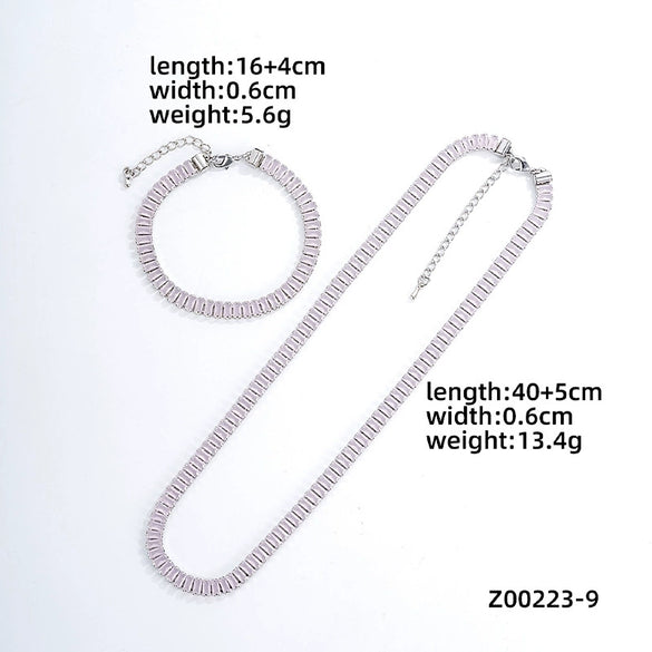 Acrylic And Copper Trendy Fashion Simple Geometric Electroplated Bracelet Necklace For Men And Women