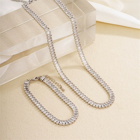 Acrylic And Copper Trendy Fashion Simple Geometric Electroplated Bracelet Necklace For Men And Women