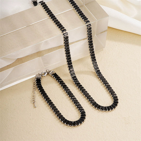 Acrylic And Copper Trendy Fashion Simple Geometric Electroplated Bracelet Necklace For Men And Women
