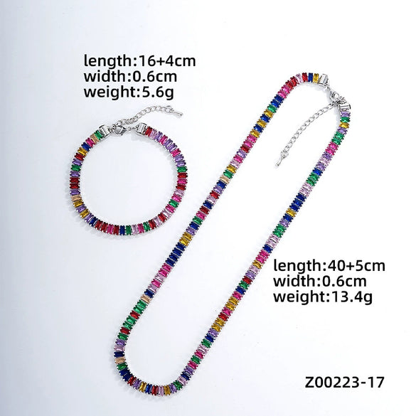 Acrylic And Copper Trendy Fashion Simple Geometric Electroplated Bracelet Necklace For Men And Women