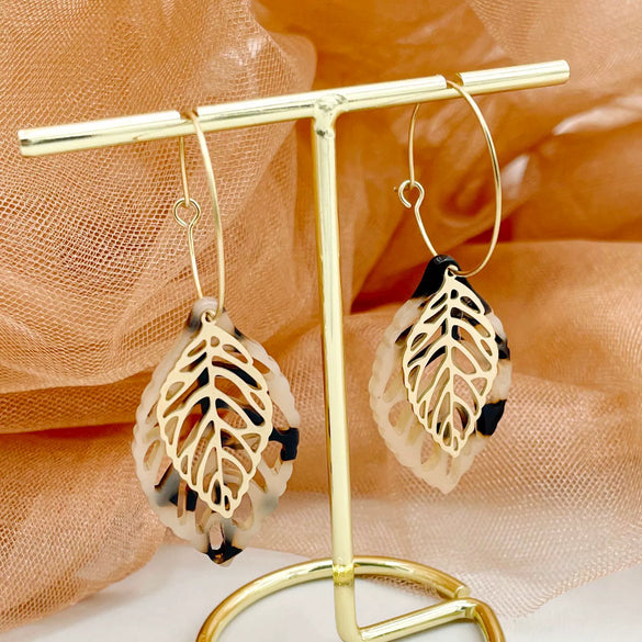 Acrylic And Stainless Steel Multishape Ear Ring With Love Leaves And Fivepointed Star Pattern Electroplated