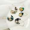 Acrylic And Stainless Steel Multishape Ear Ring With Love Leaves And Fivepointed Star Pattern Electroplated