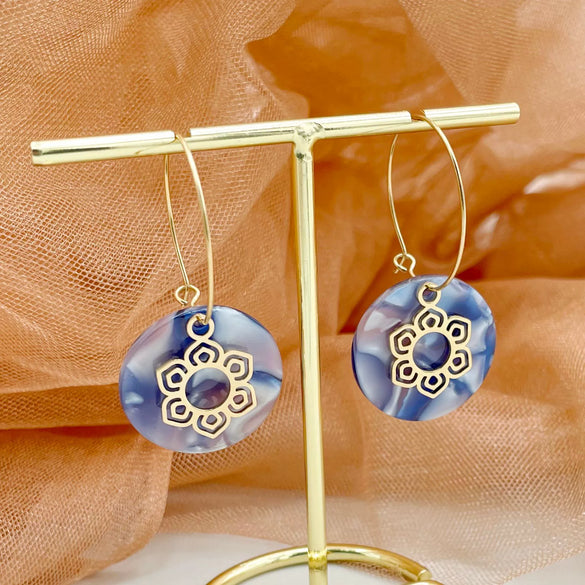 Acrylic And Stainless Steel Multishape Ear Ring With Love Leaves And Fivepointed Star Pattern Electroplated