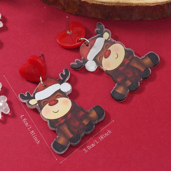 Acrylic Animal Cartoon Flower Cow Fashion Cute Unisex Minimalist Earrings For Christmas Decoration