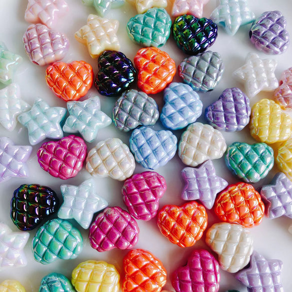 Acrylic Beaded Mobile Phone Chain Bracelet Necklace With Heart Star Shape And Baking Paint Treatment