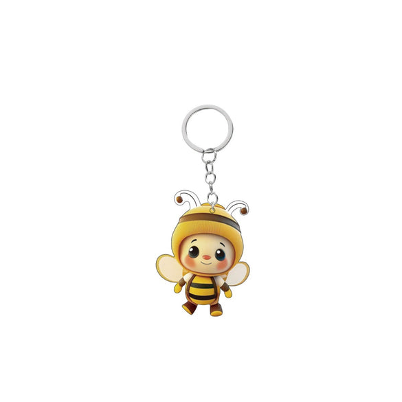 Acrylic Bee Keychain 2D Double Sided Design