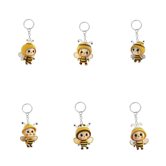Acrylic Bee Keychain 2D Double Sided Design