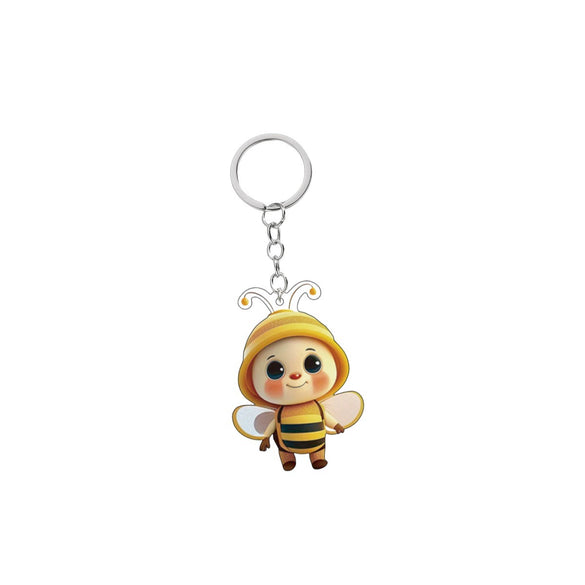 Acrylic Bee Keychain 2D Double Sided Design