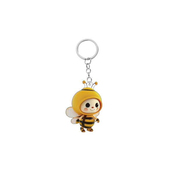Acrylic Bee Keychain 2D Double Sided Design