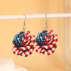 Acrylic Bow Earrings With Baking Paint American Flag Design For Women